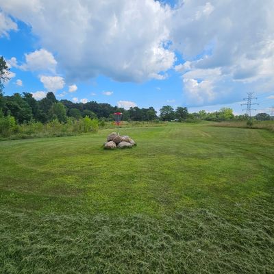 Hole 1, freshly mowed...