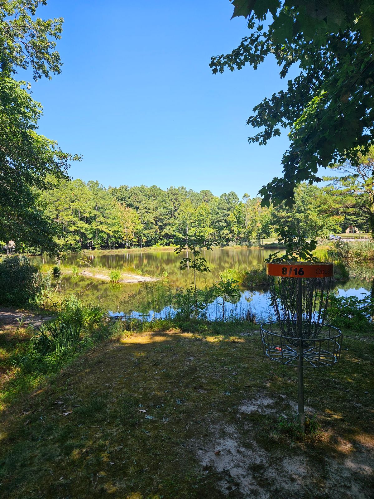Green of hole 8 and 16 from the perspective of hole 8 during the summer