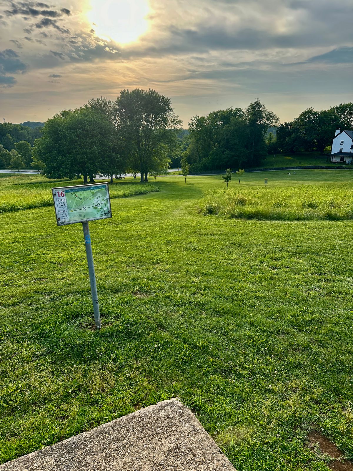 Looking back at Hole 15’s green with both pins.