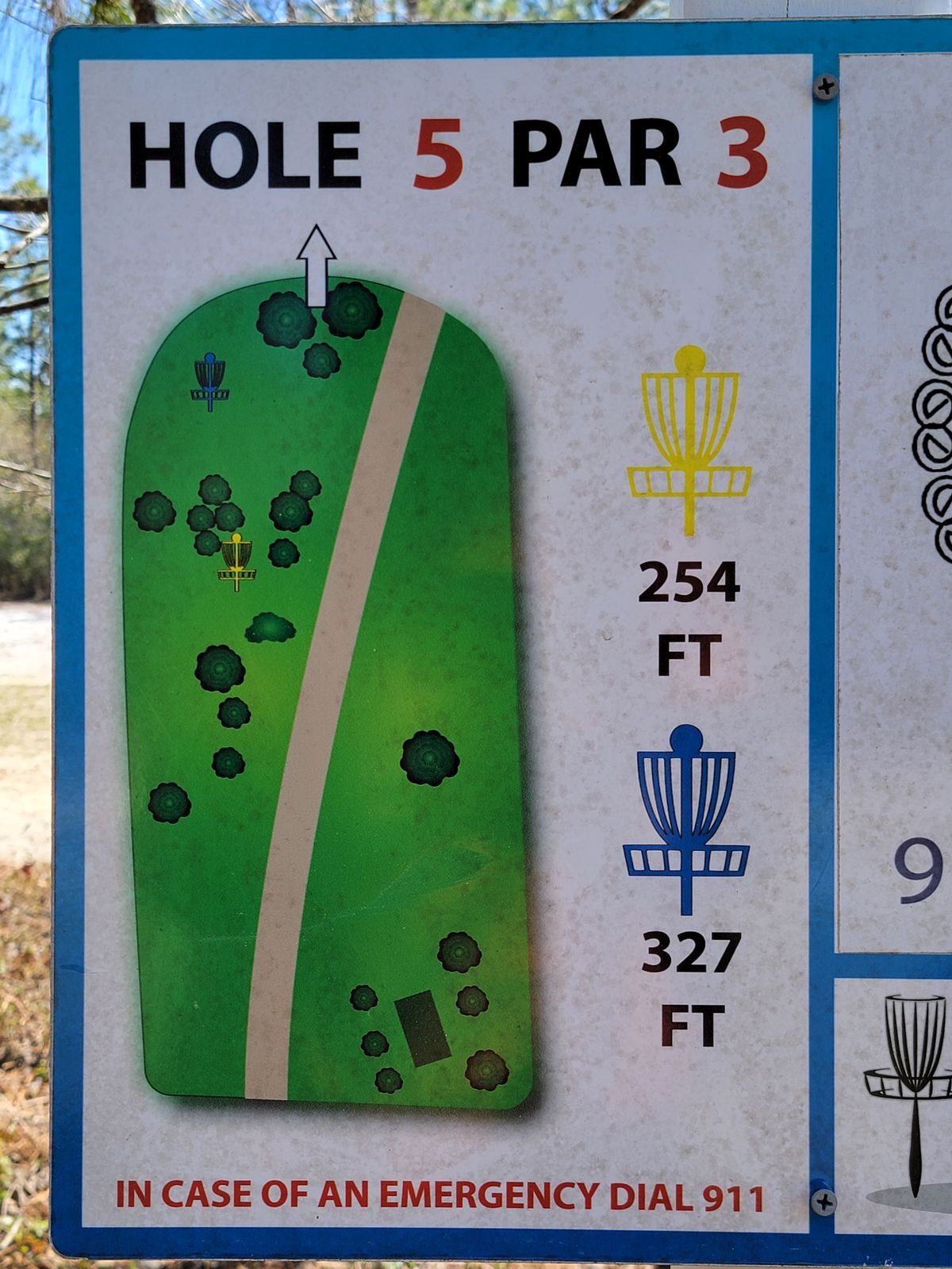 Hole 5 tee sign