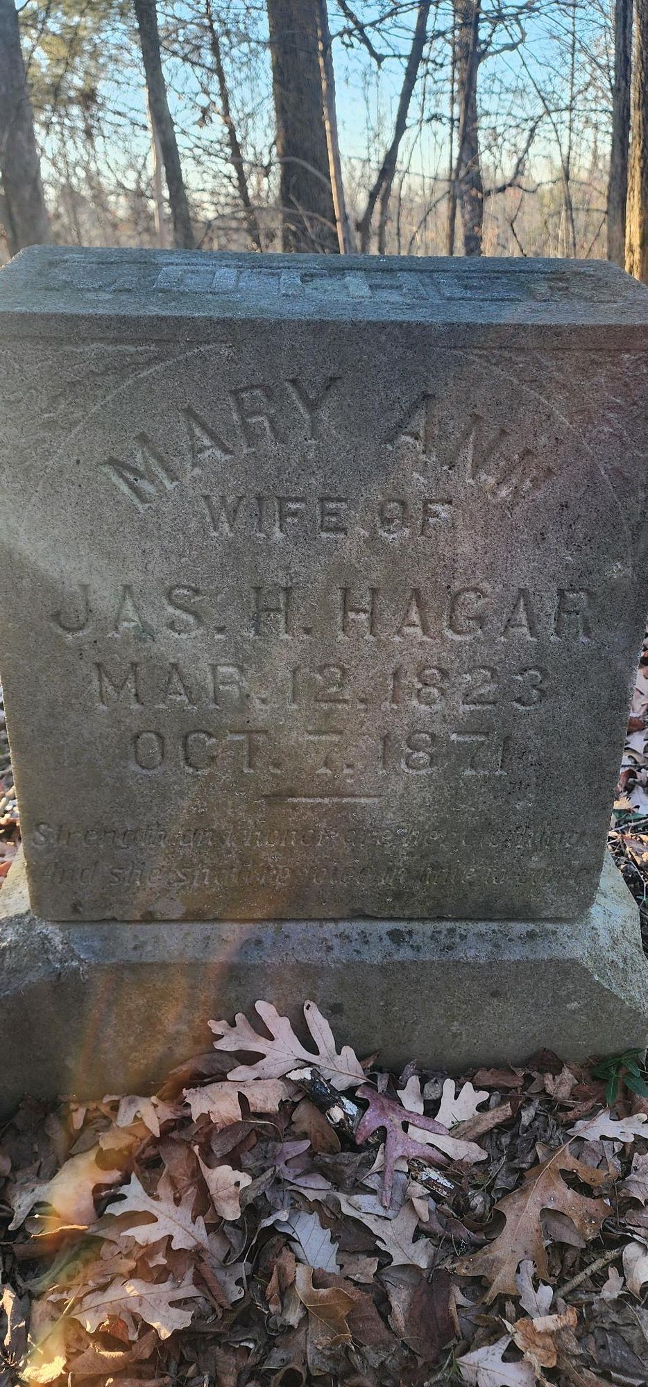 A woman buried here over 150 years ago in the disc golf park.