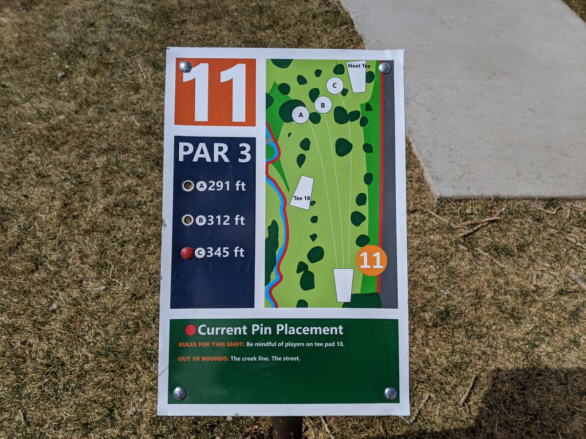 Hole #11's tee sign