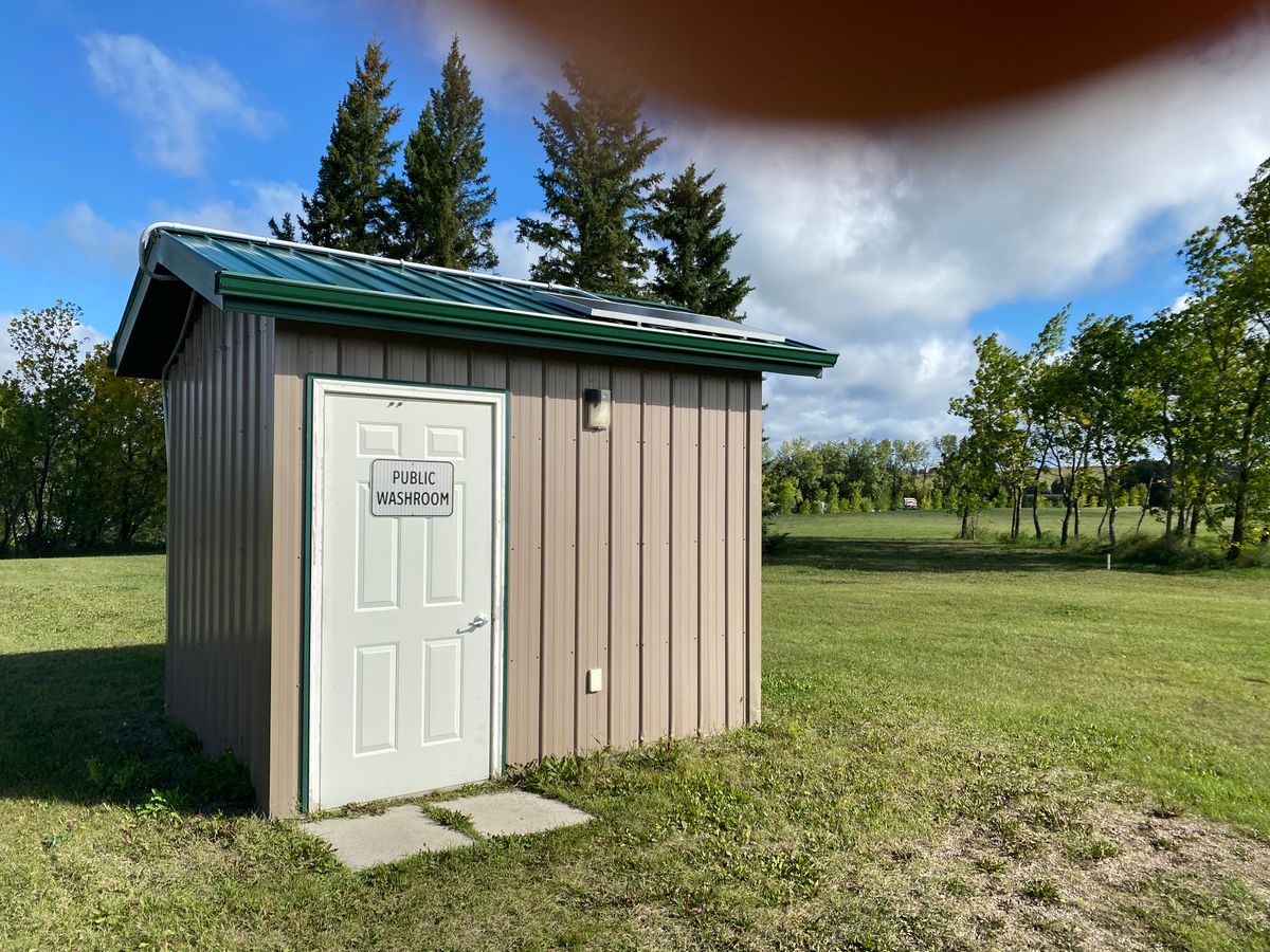 Washroom near first tee.