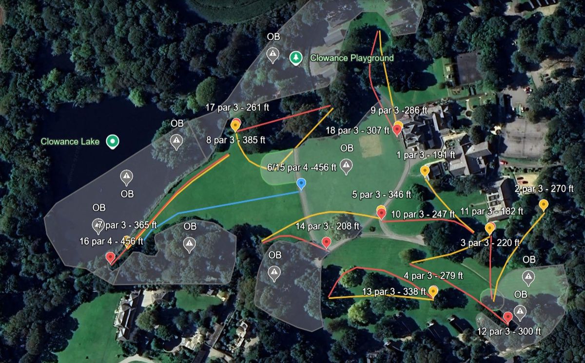 Overhead view of the full 18 hole Lakeview course layout