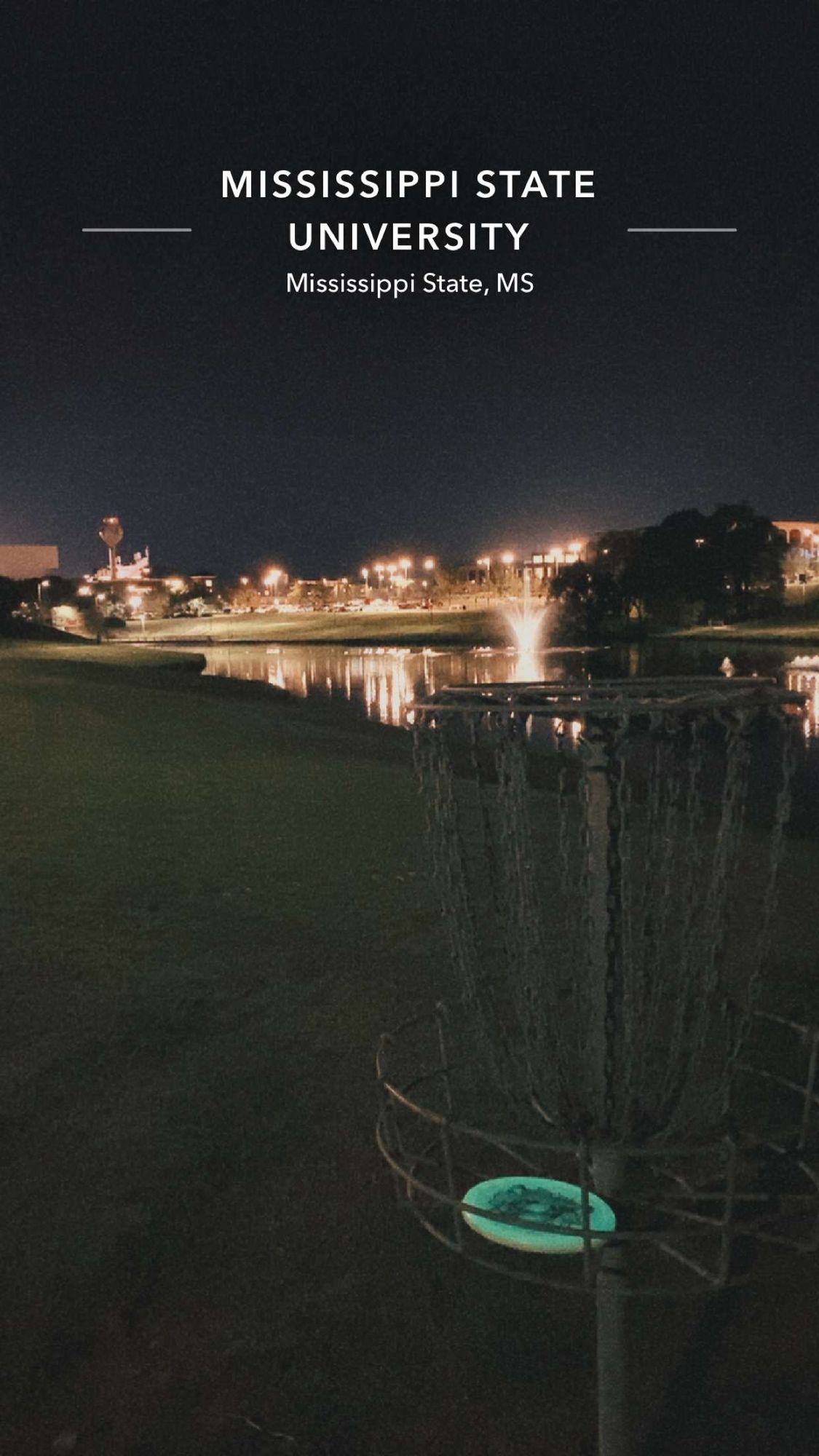 View of Mississippi State University from hole 10’s basket