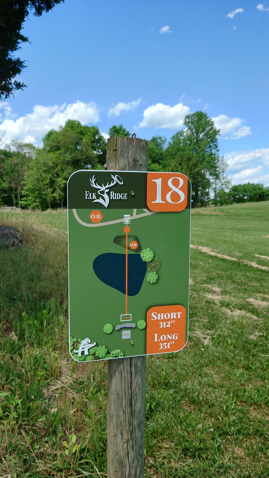 Hole 18 tee sign.