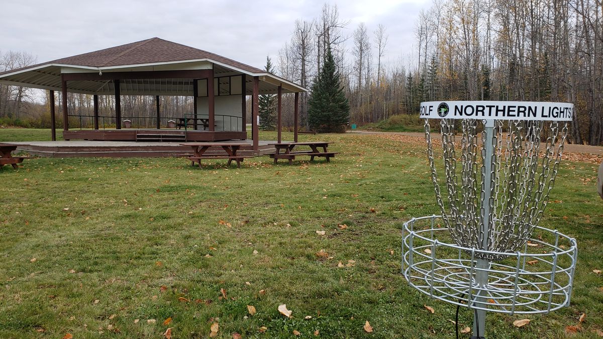 Hole 9 basket,  looking back towards #9 teepad