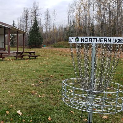 Hole 9 basket,  looking back towards #9 teepad