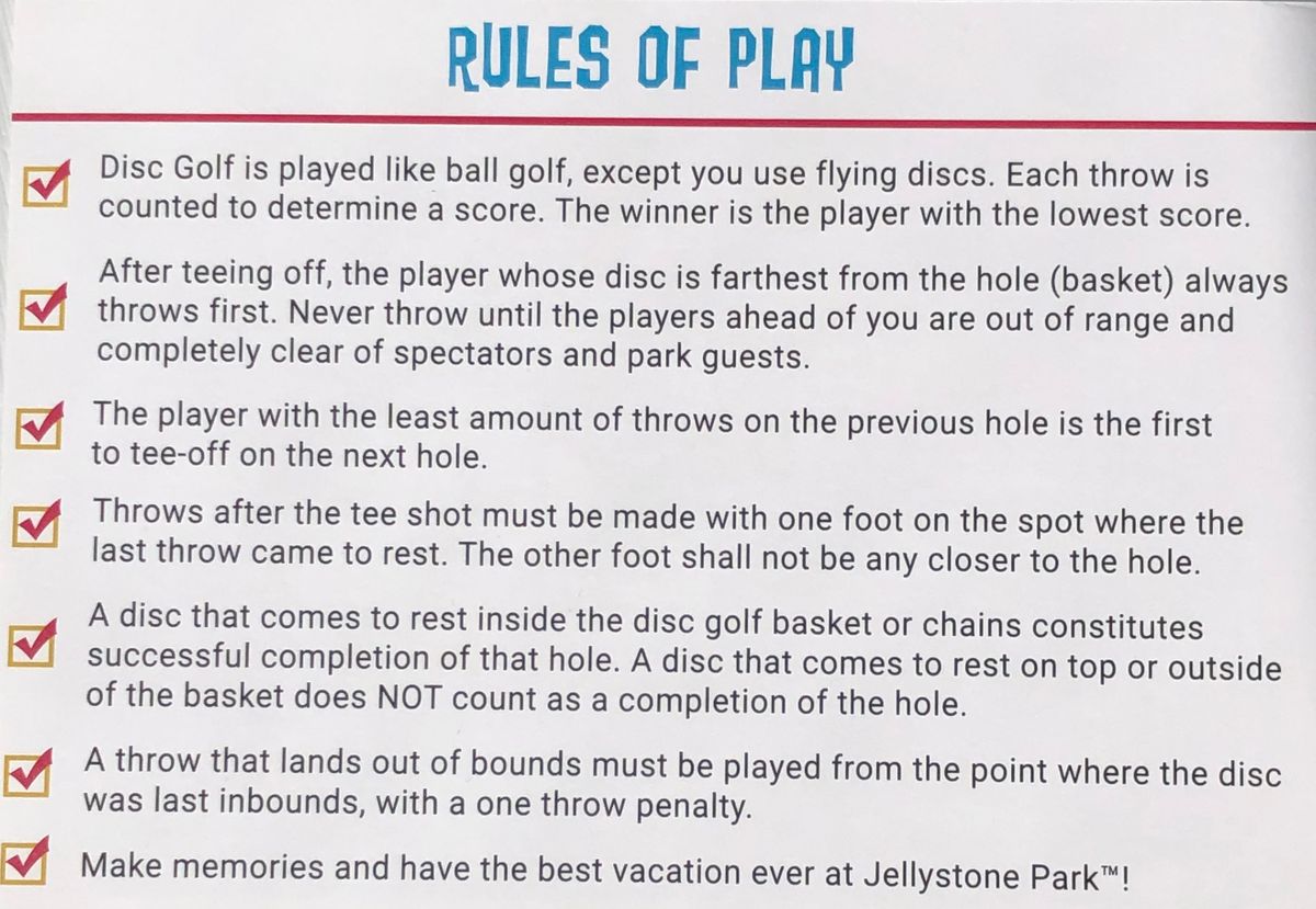 Course Rules from Rear of Scorecard