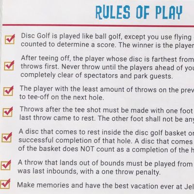 Course Rules from Rear of Scorecard