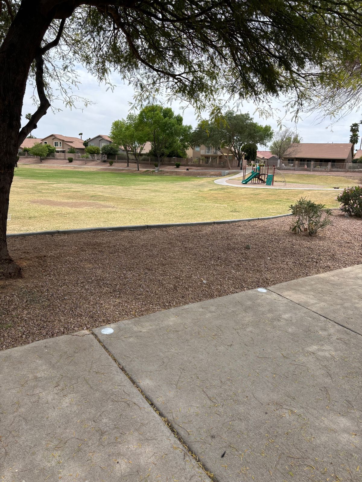 Hole 4- watch for all pedestrians. Sidewalk & beyond OB
