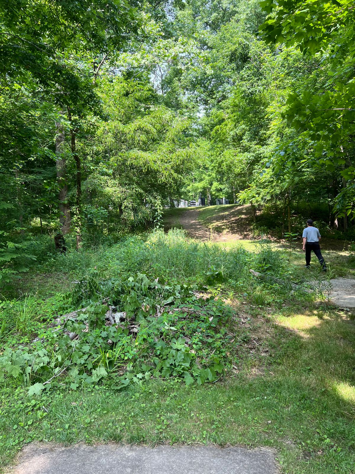 Hole 9 - This is a tough shot, elevation, danger if you go in early left but you do NOT want to go right as the drop off to the creek is really bad.  This hole is a dog leg left and the long position is fun for sure.