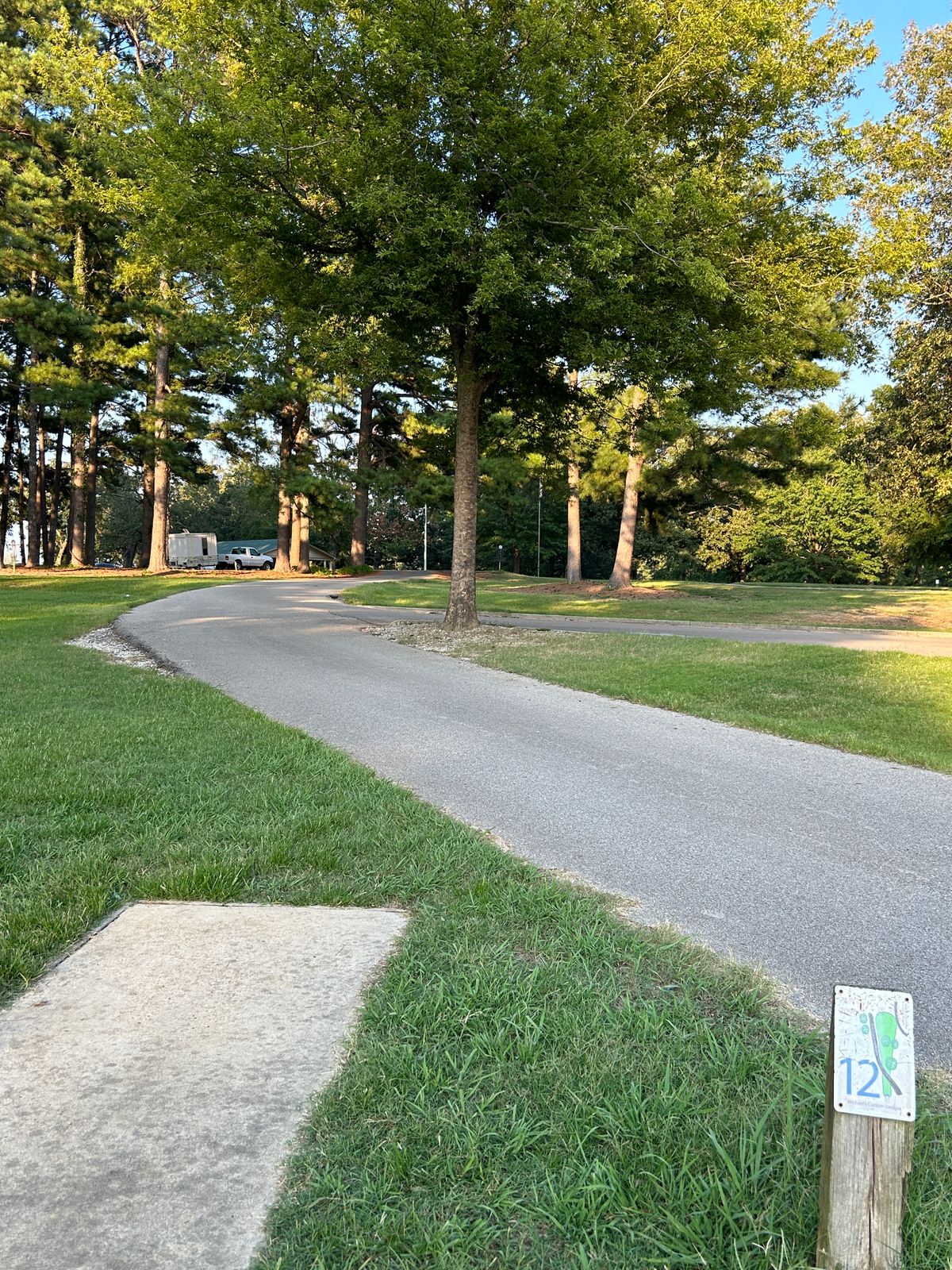 Hole 12 plays back towards the tee of hole 1, slightly uphill