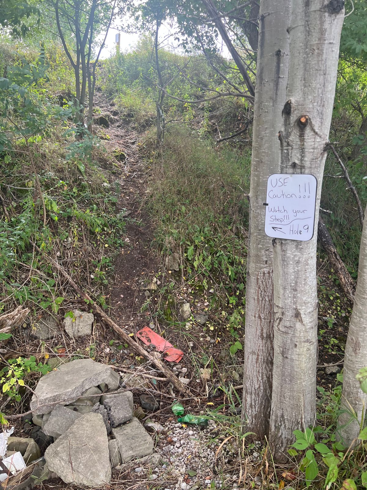 Slope up to hole 9, please use caution.