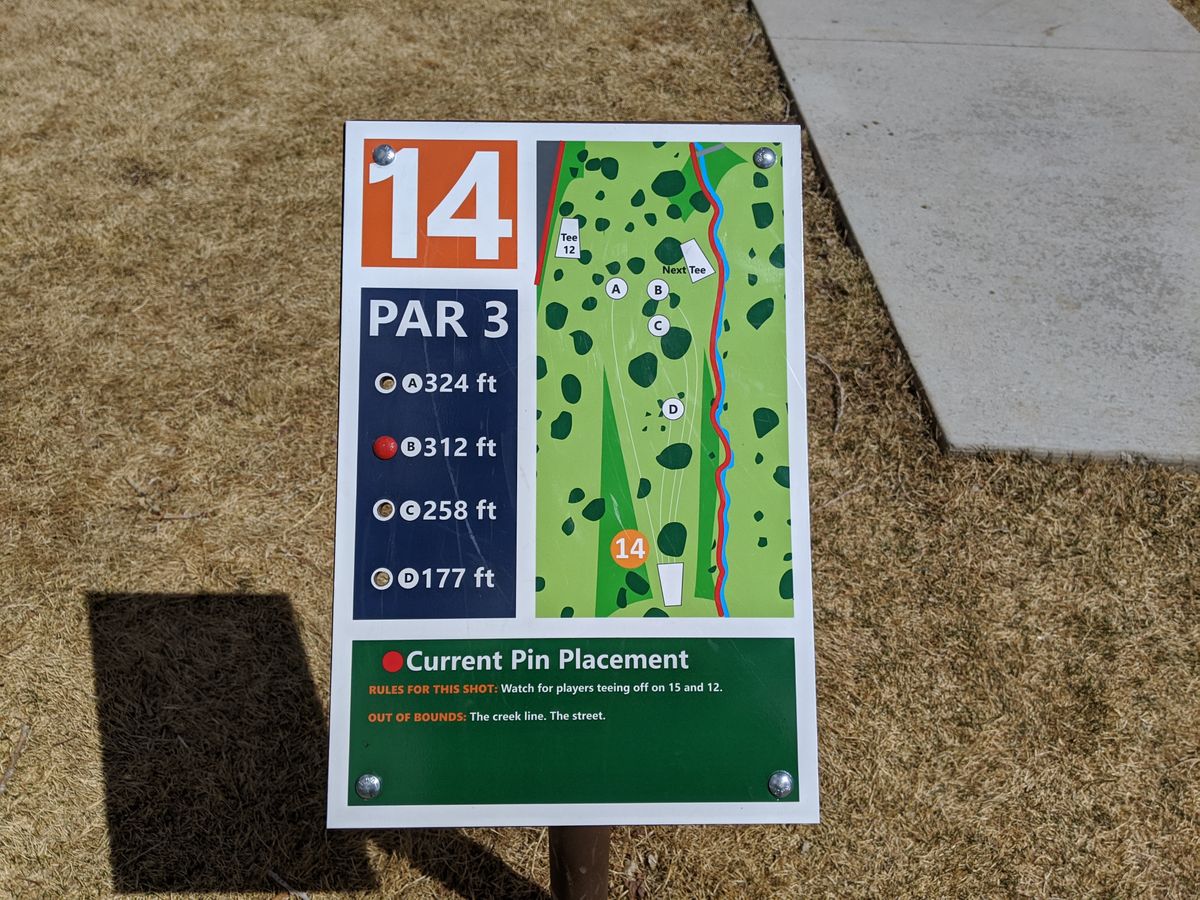 Hole #14's tee sign