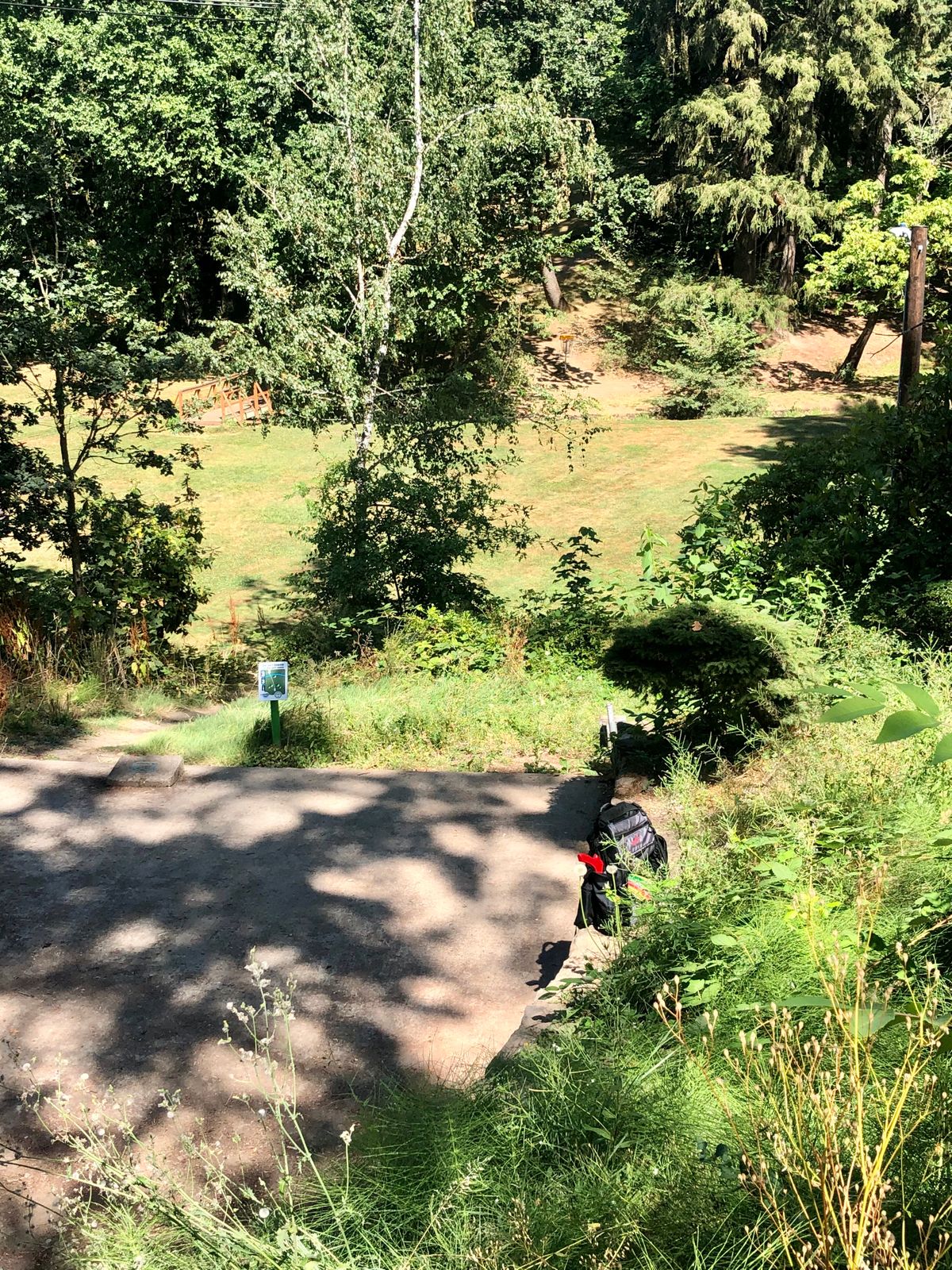 Hole 3 teepad. The basket is just on the other side of the creek.