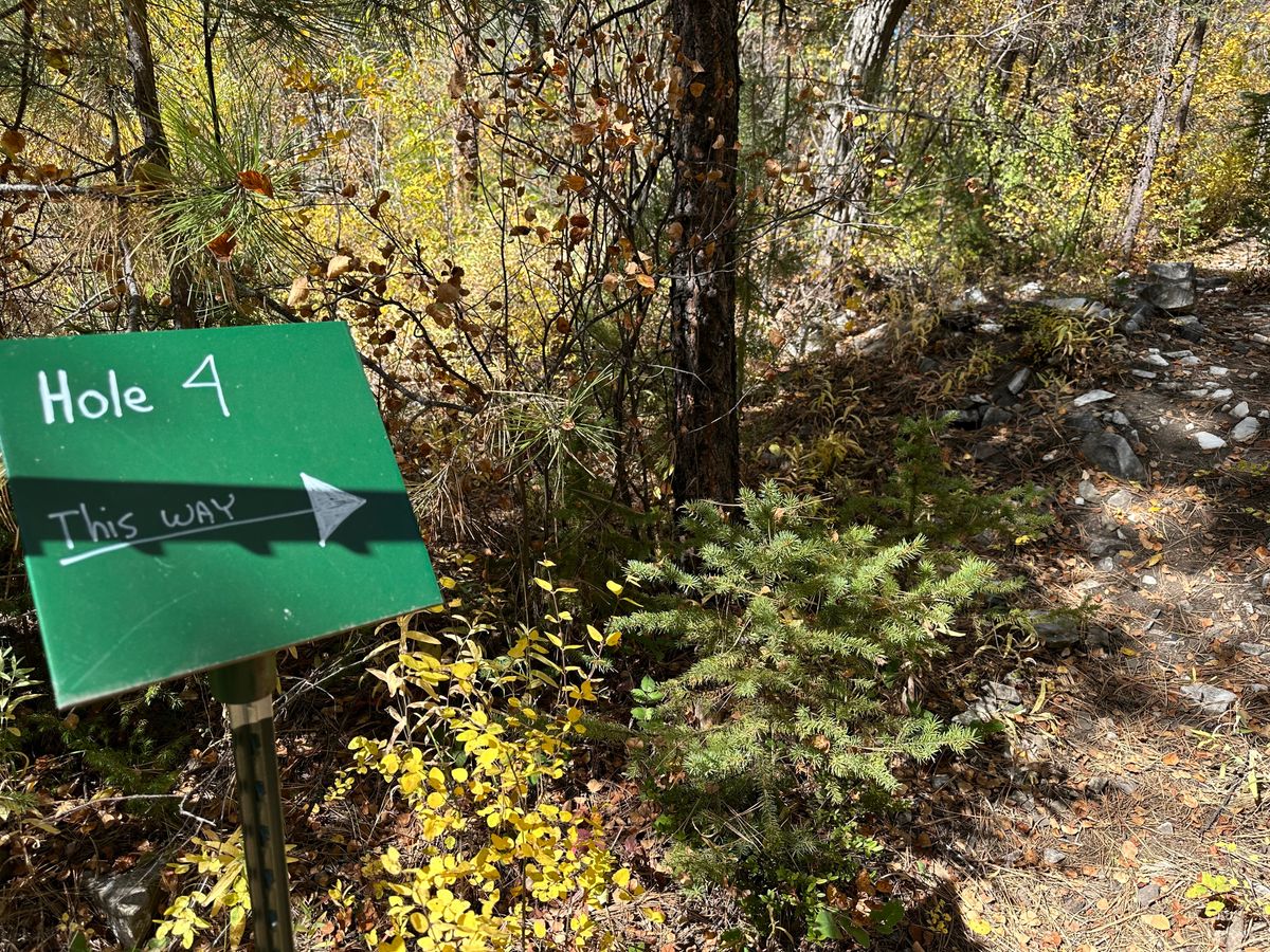 Trail to hole 4 is marked.
