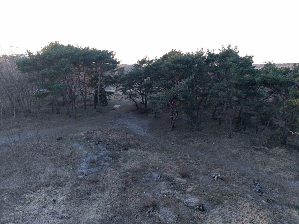 Winter view of part of hole 1 fairway, and hole 2 teepad