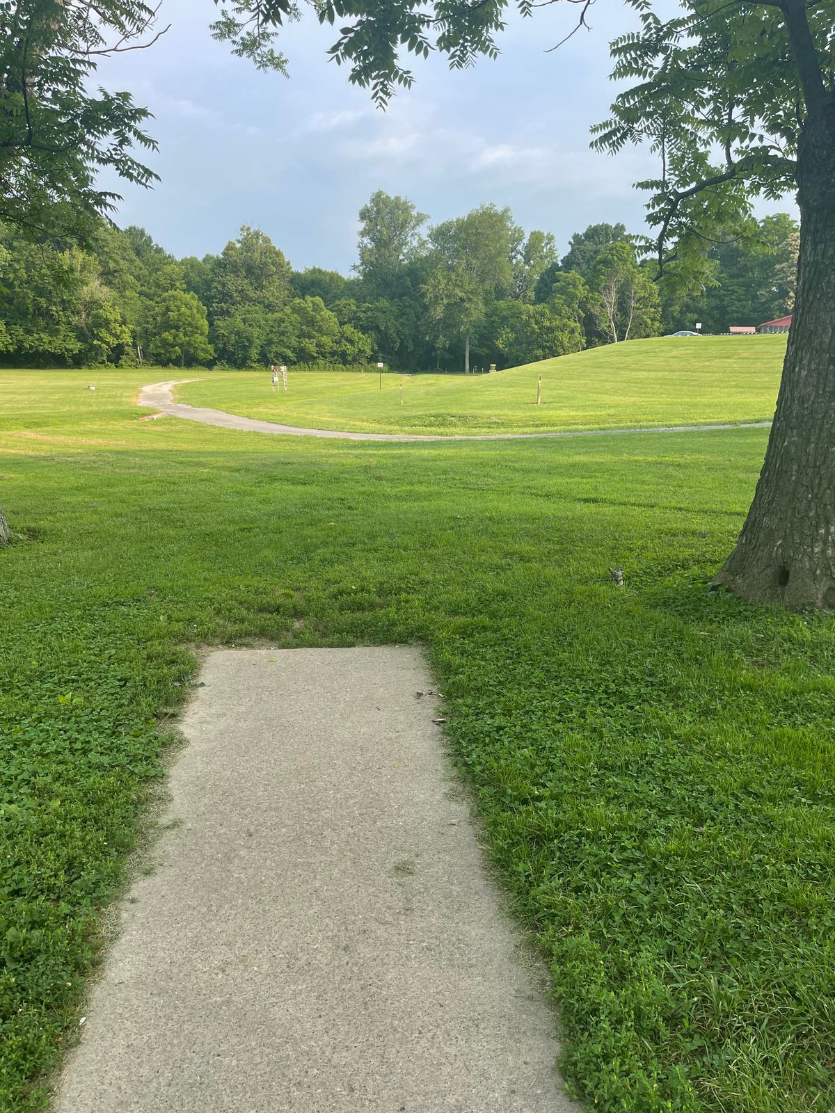 Hole 9 tee, straight on hill side