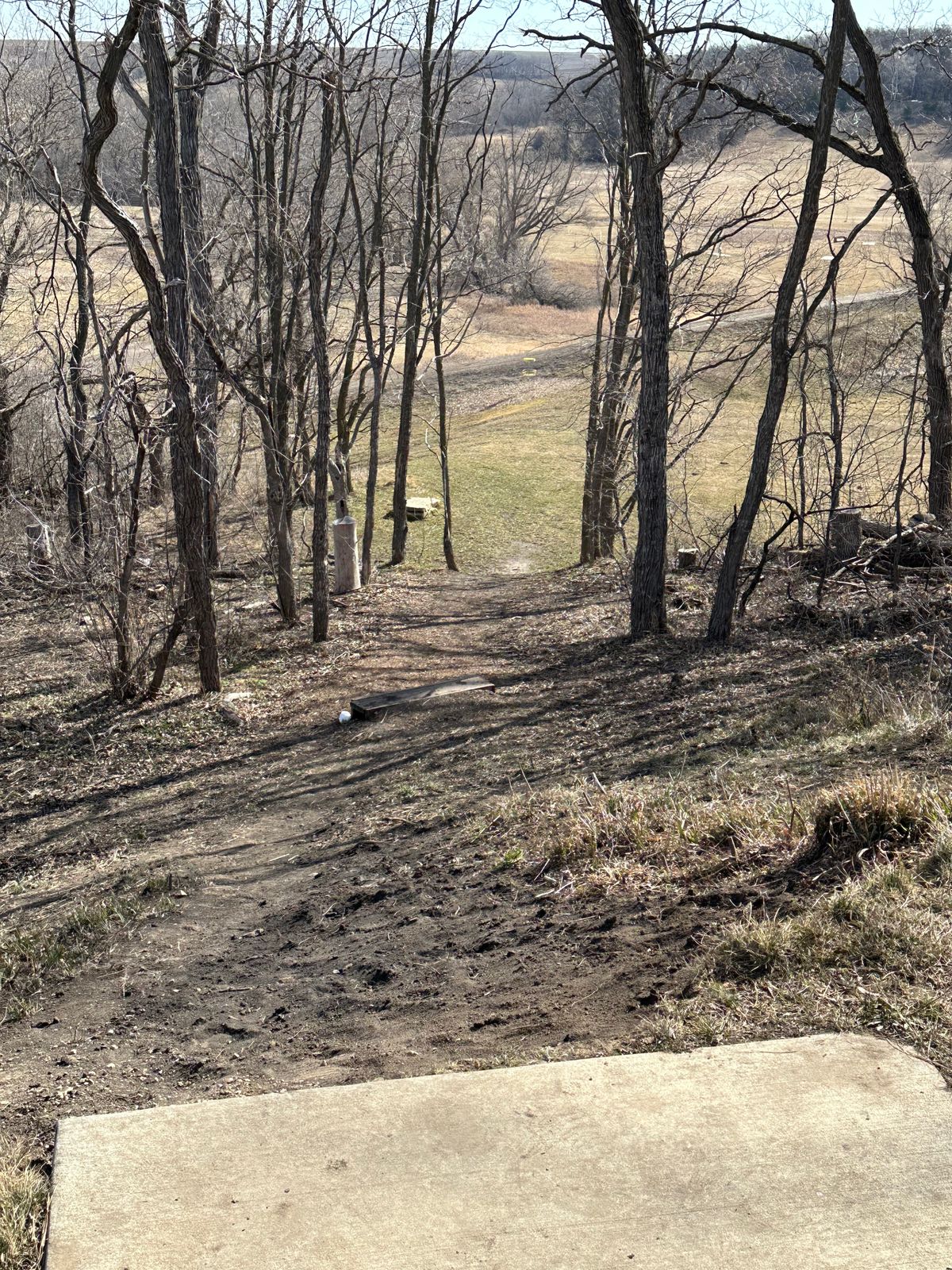 2nd hole tee to green.  Putter hole with steep drop.