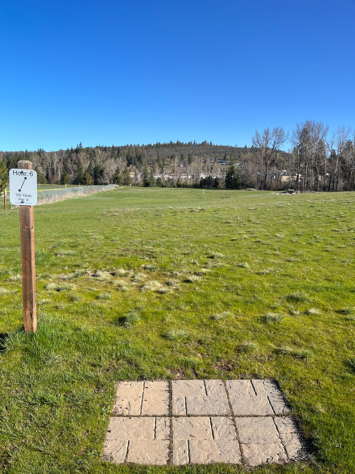 Hole 6 tee pad looking at basket
