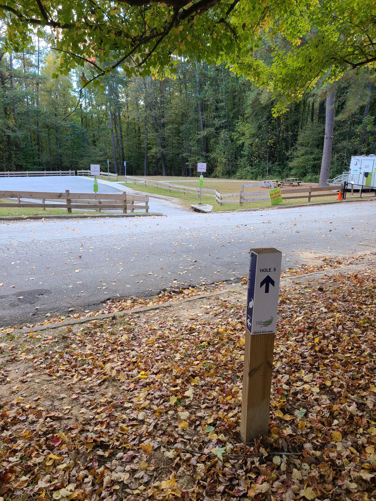 Hole 5 is at the far end of that parking lot