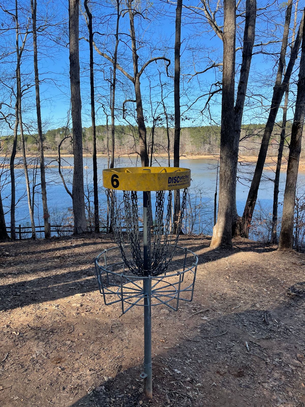 Water is pretty close behind hole 6 basket so be careful if you can throw +250’