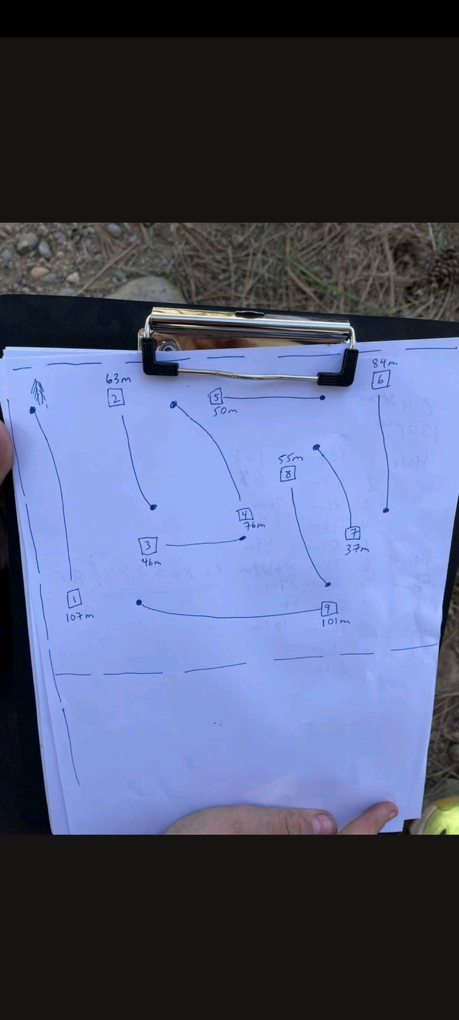 Course map with distances