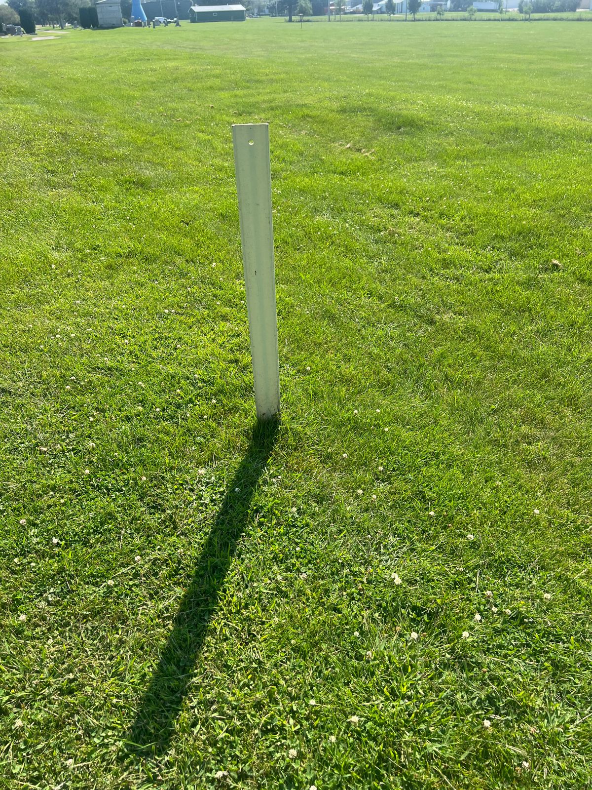 Tee box! Missing hole 9 tee box marker. Baskets need fixed