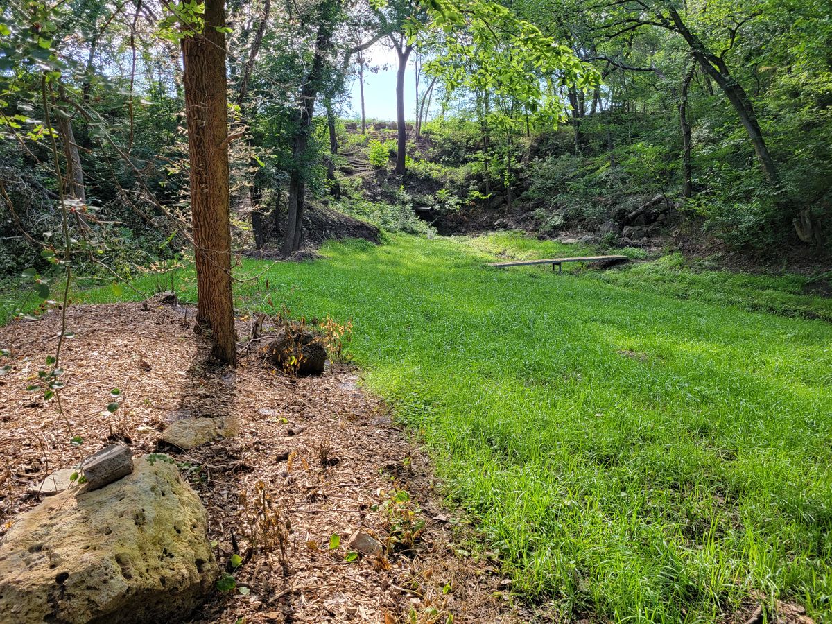 Hole 18 Fairway looking back at elevated Teepad