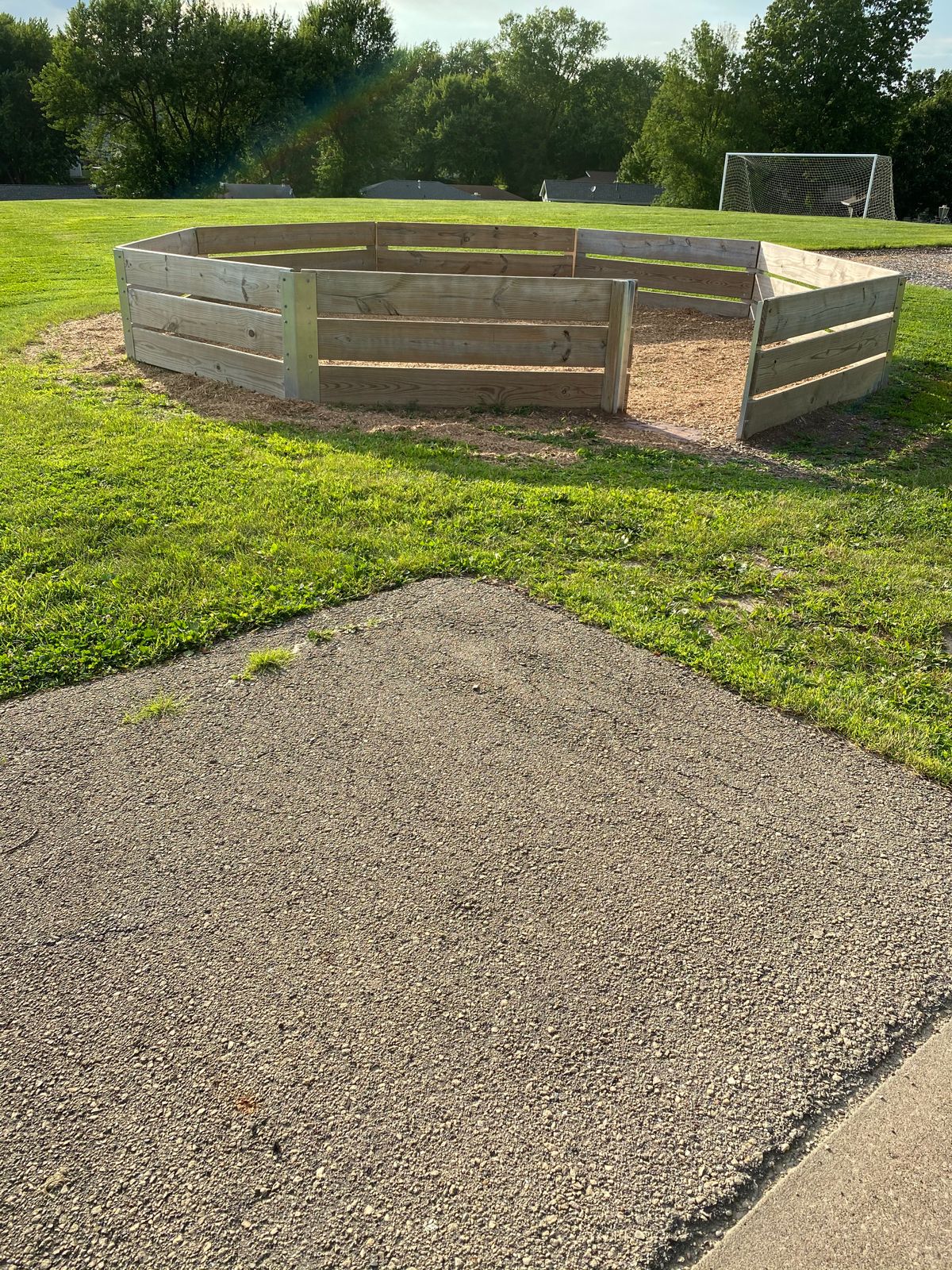 Hole #6 throw from stair landing in front of Gaga pit.
