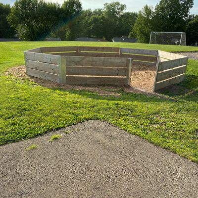 Hole #6 throw from stair landing in front of Gaga pit.