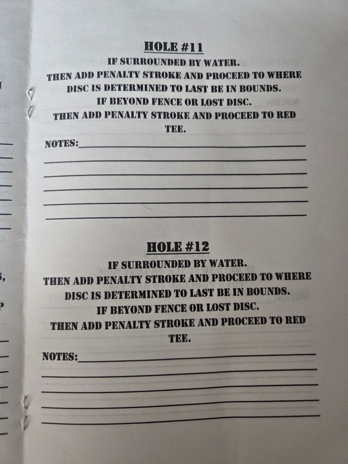 Holes 11 and 12 rules.