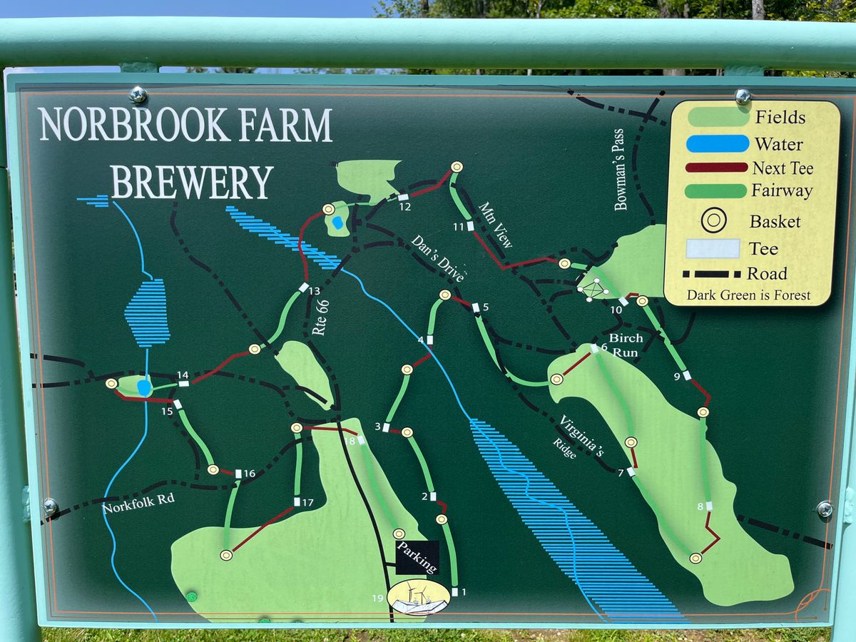 Map of the course July 2023 - keep this handy on the back 9. Easy to get lost hiking between holes.