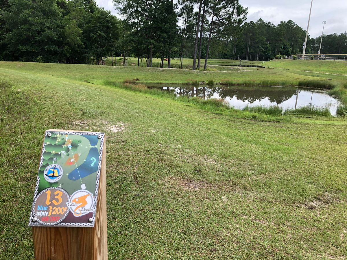 A bit marshy before 13th hole- beyond hole is another retention pond so don’t throw too far.