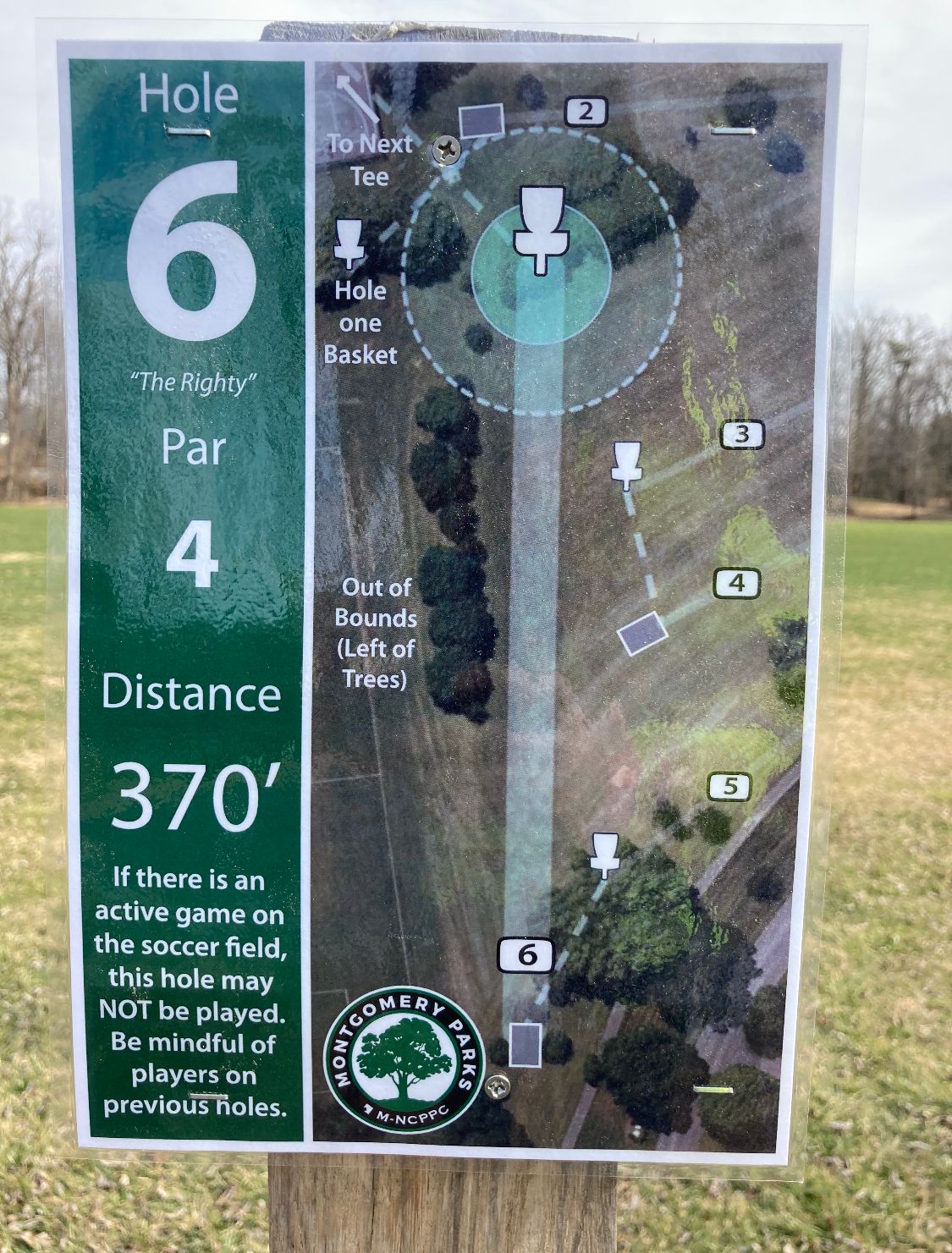 Hole 6 Tee sign