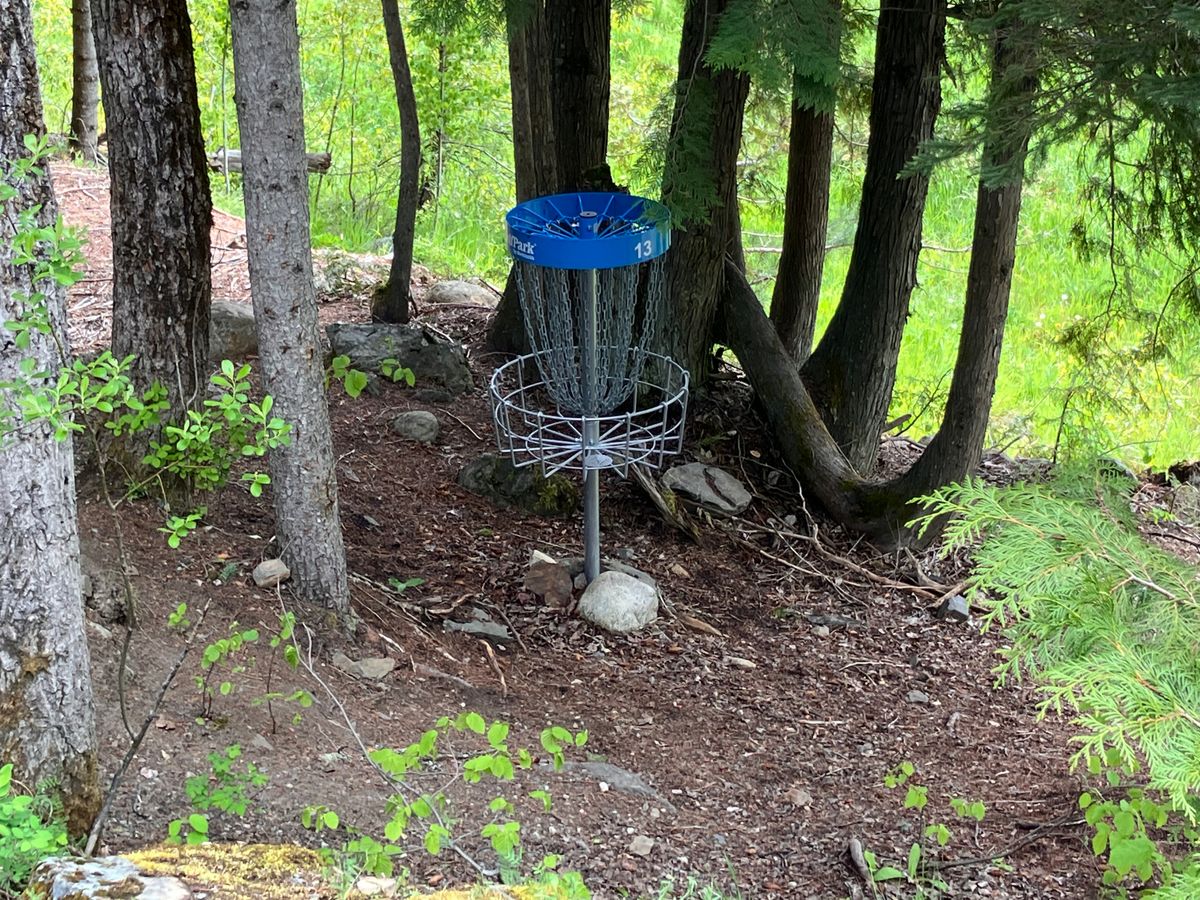 Tricky hole 13 target which is also the target for cyanide seven!