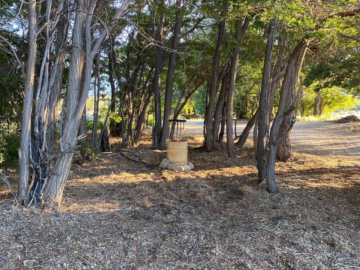 The former practice basket. Stolen. Thieves are the number threat to this course. Unacceptable 