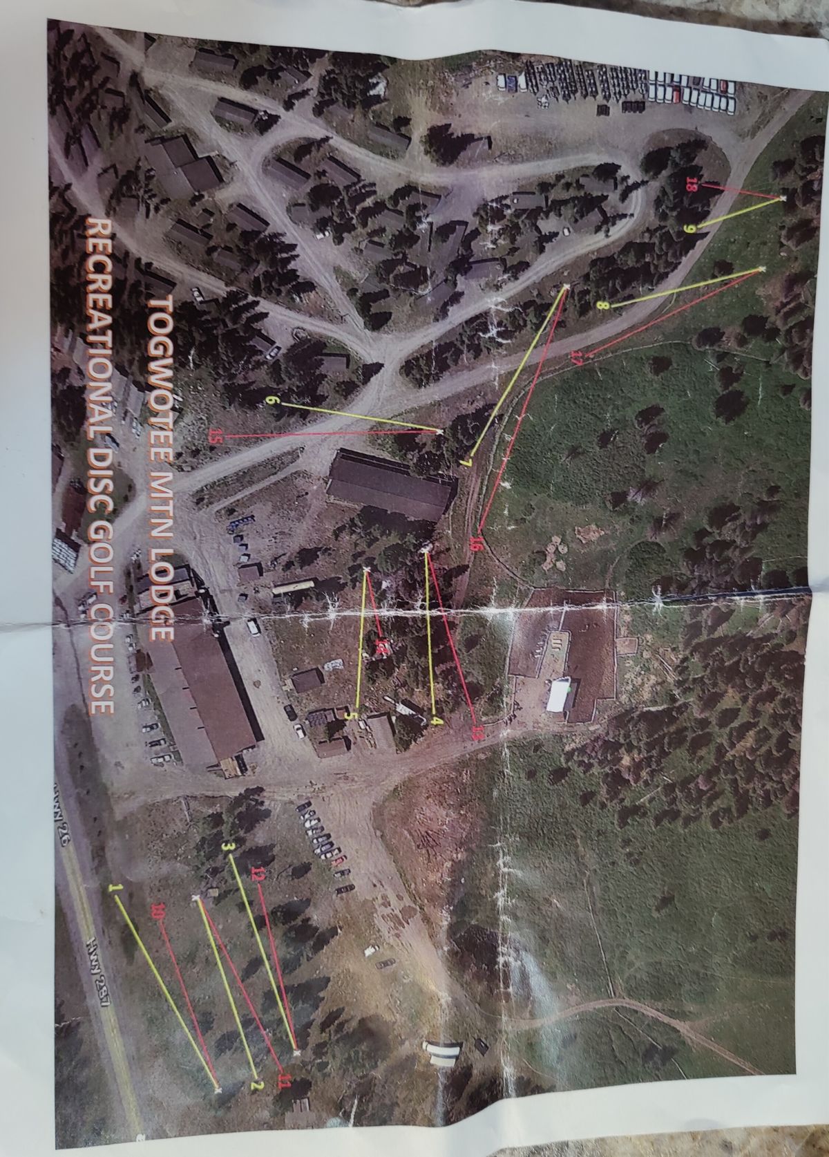 Course map... 9 shared baskets for 18 holes.