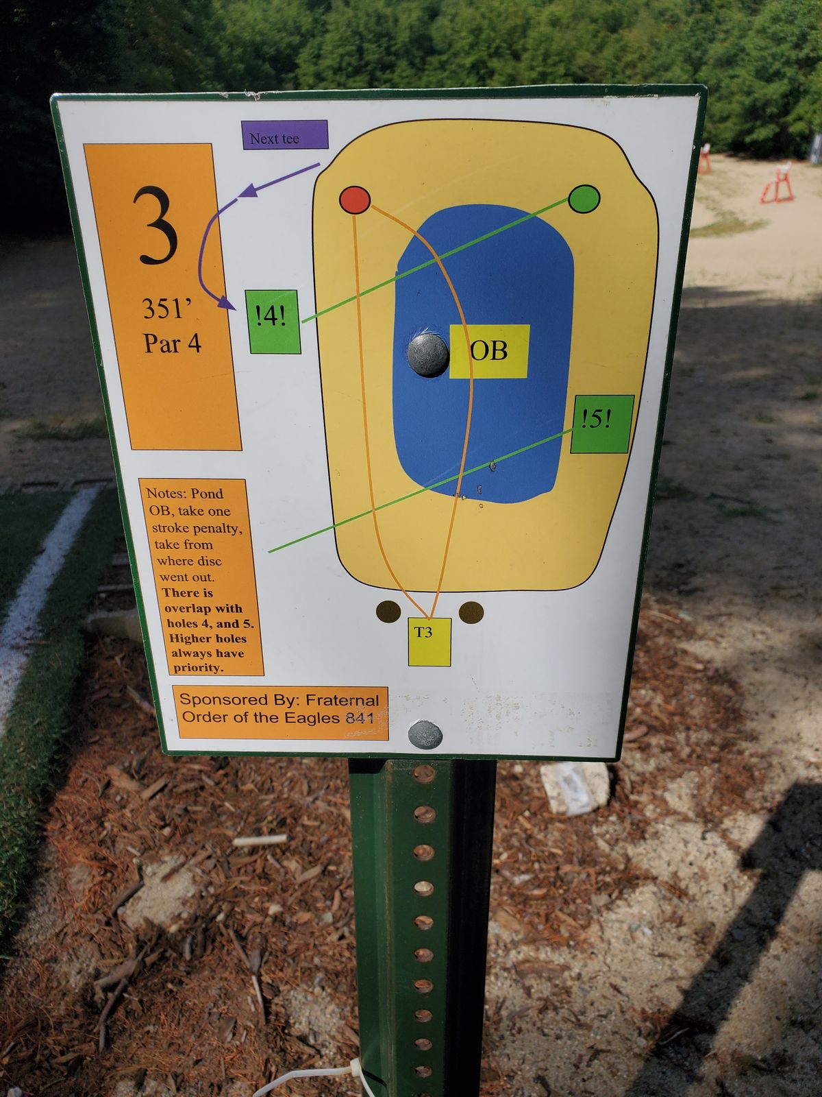 Hole 3 has this perplexing sign.