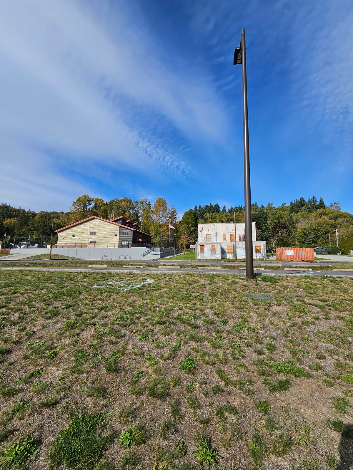 First tee pad next to light pole
