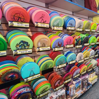 Wall of discs to choose from.