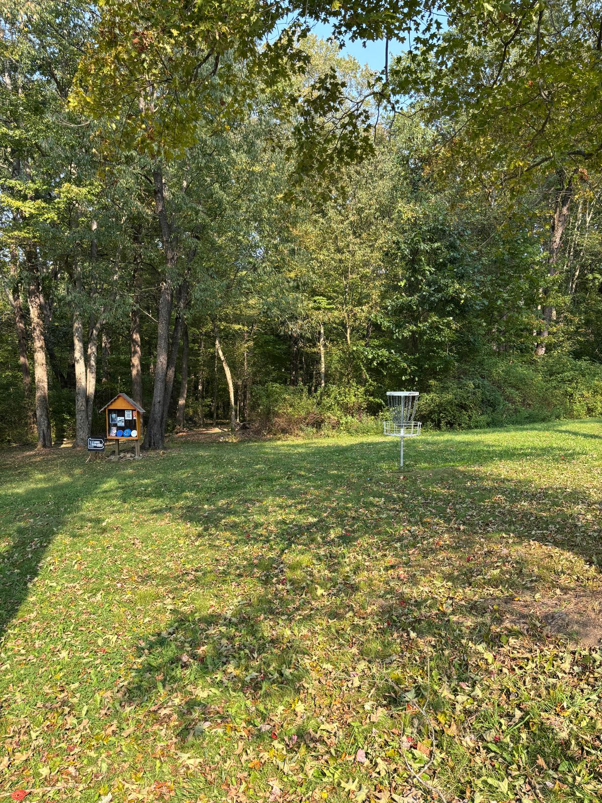 Practice basket near hole 1 / fire circle.