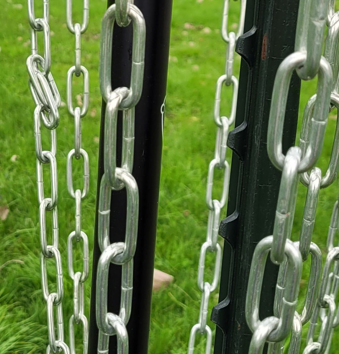 Beware the landscaping posts inside the chains.