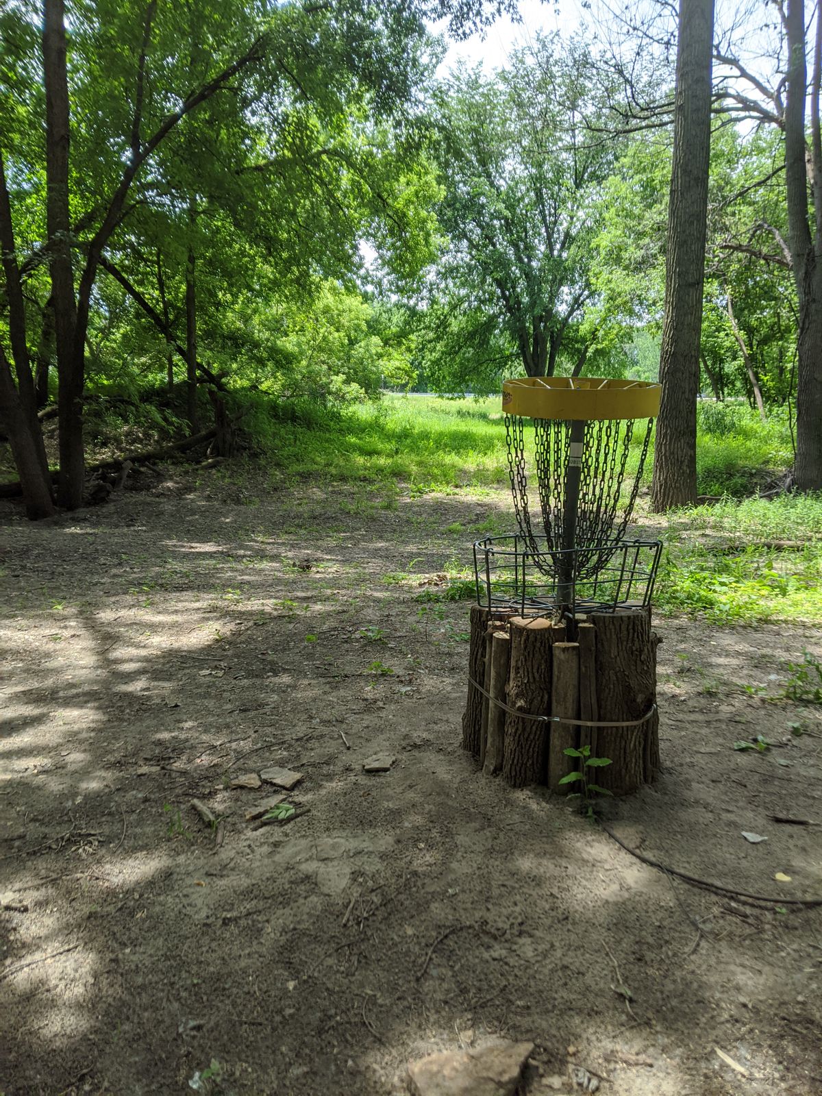 Hole 3 basket looking towards fairway