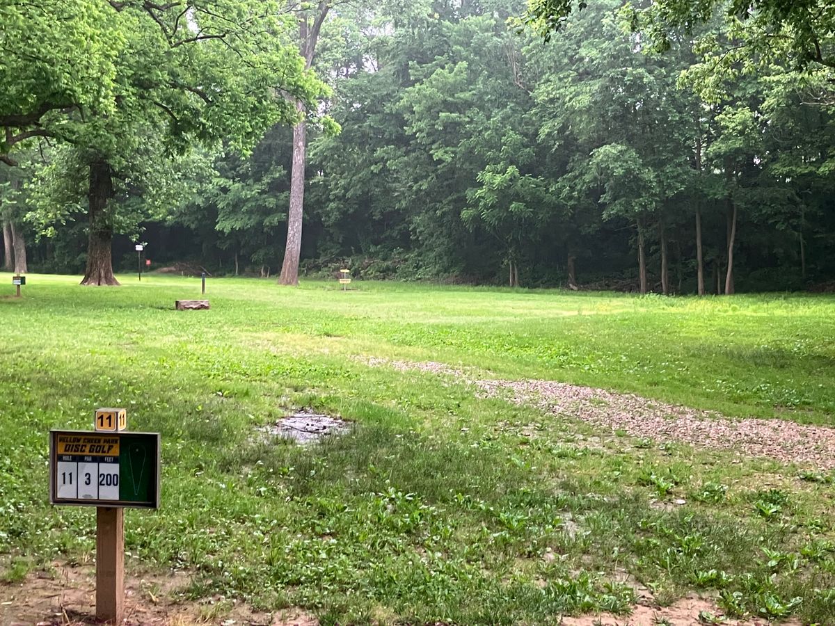 Hole 11 200 off to the right to a protected and shaded green.  not the one on the left.