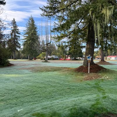 Fairway Hole 1, which plays from the ball golf tee mound on golf course hole 2.