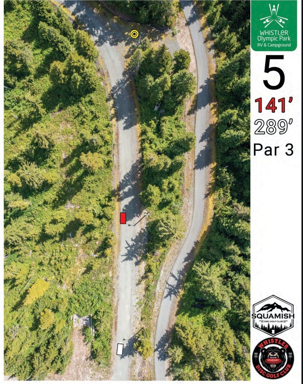 Tee sign for hole 5.