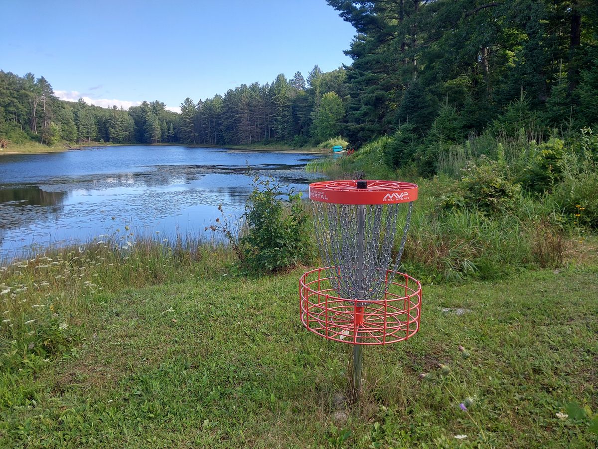Hole 1 basket looking back towards tee pad.