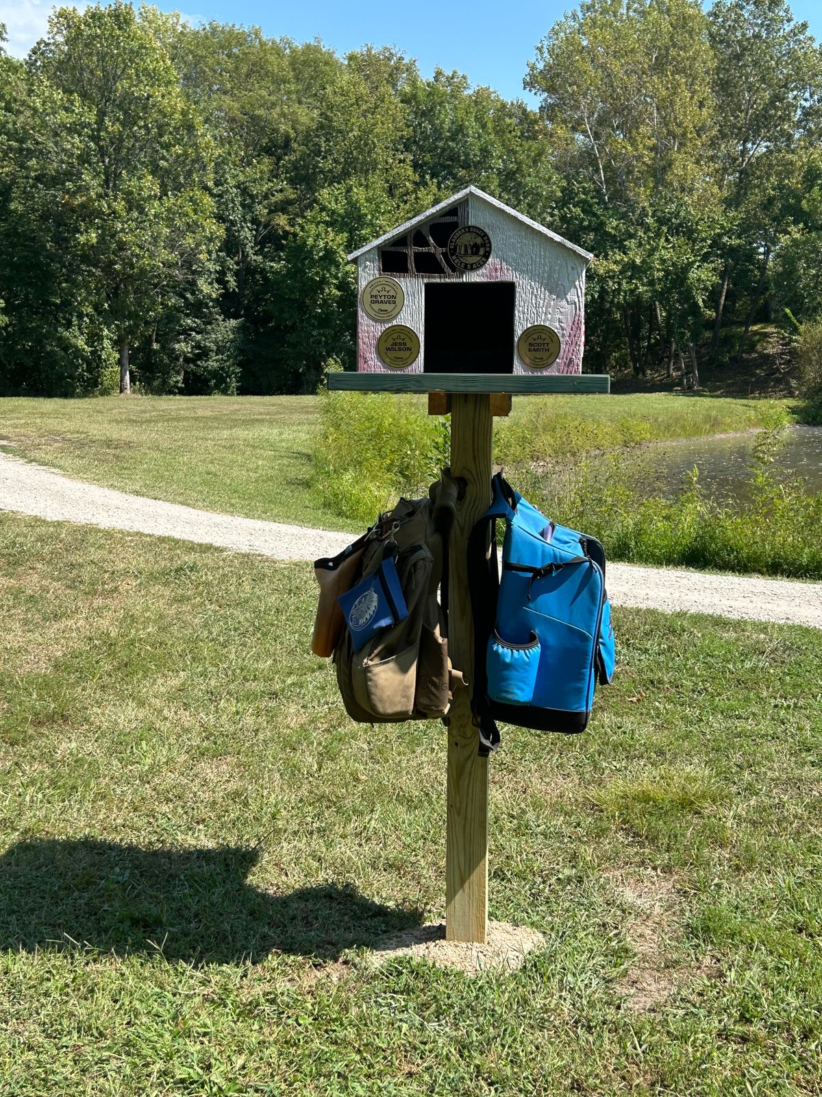 Hole #5 Mini Bogey Barn with Ace Plaques Showing Bag Holders